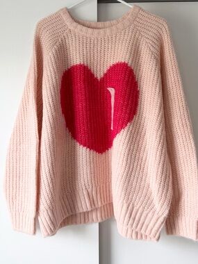 Old Navy Pink Sweater with Red Heart